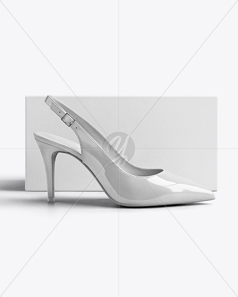 Glossy Slingback with Shoe Box Mockup