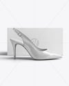 Glossy Slingback with Shoe Box Mockup