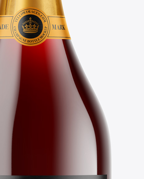 Clear Glass Red Champagne Bottle Mockup
