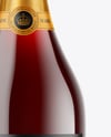 Clear Glass Red Champagne Bottle Mockup