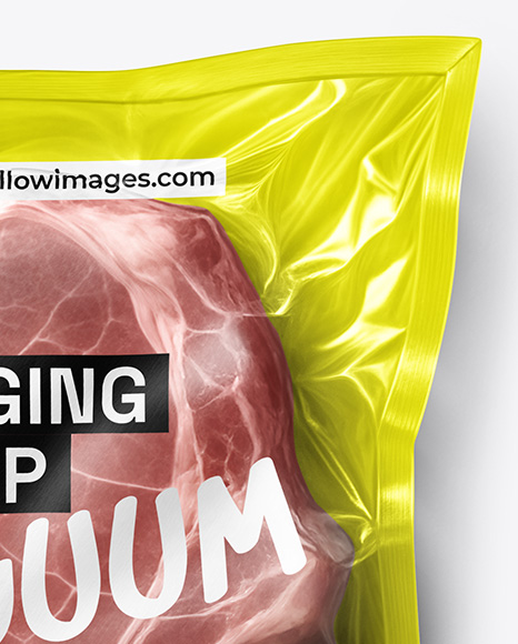 Clear Plastic Flow-Pack with Pork Steak Mockup