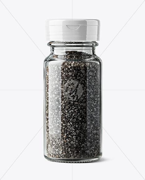 Glass Jar with Black Sea Salt Mockup