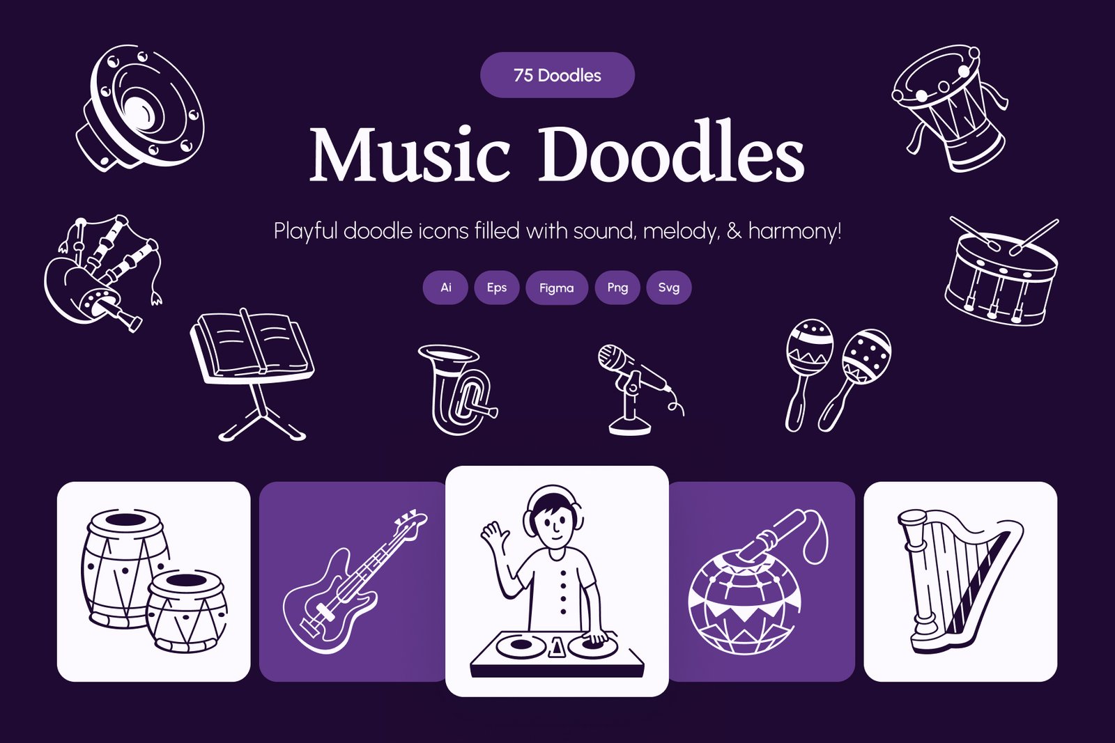 Music Doodle Icon Set