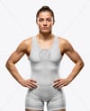 Woman Wearing Wrestling Uniform Mockup