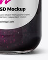 Clear Glass Jar with Blueberry Jam Mockup