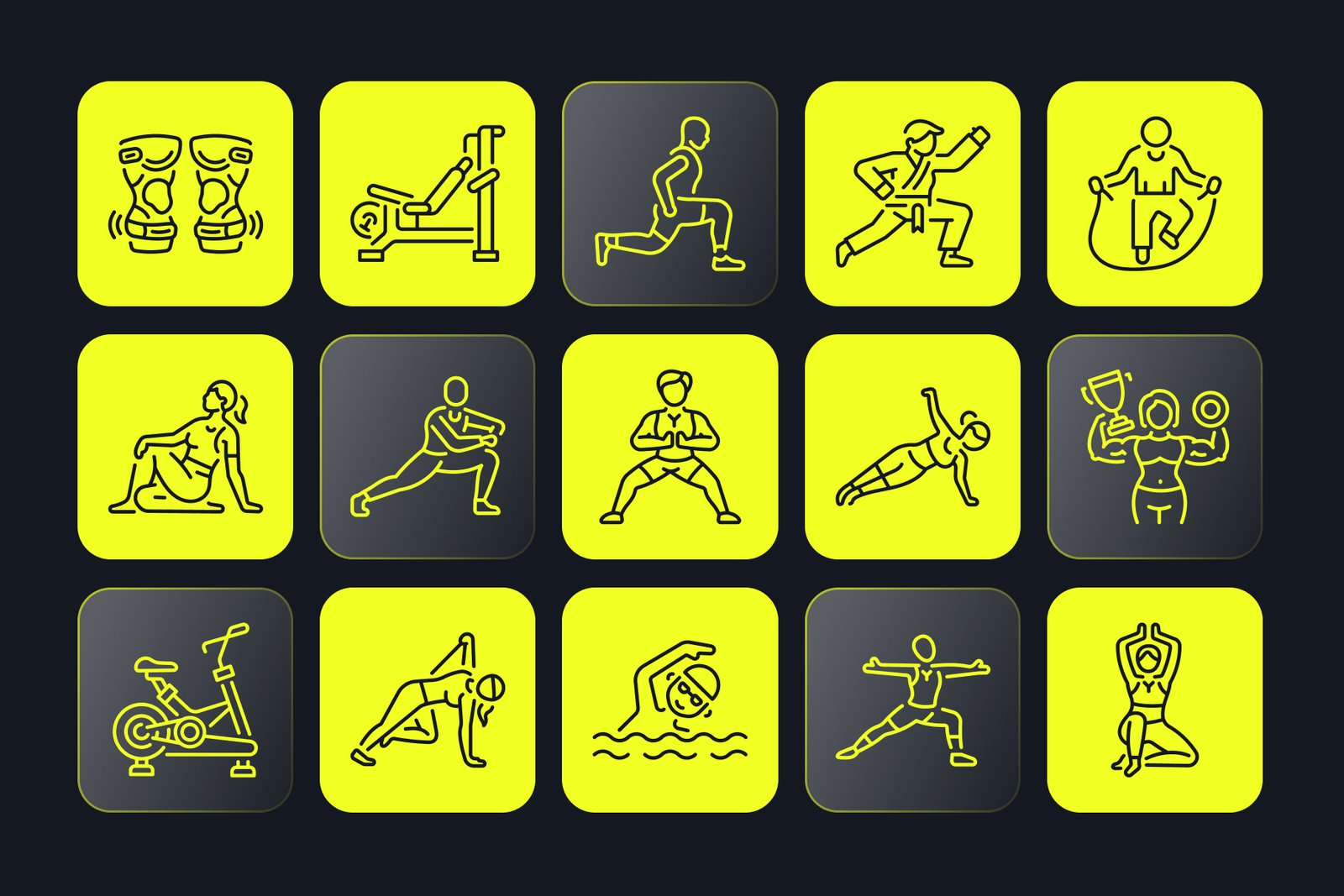 Workout and Gym Icon Set