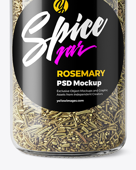 Glass Spice Jar with Rosemary Mockup