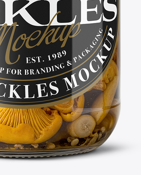 Clear Glass Jar with Chanterelles Mushrooms Mockup