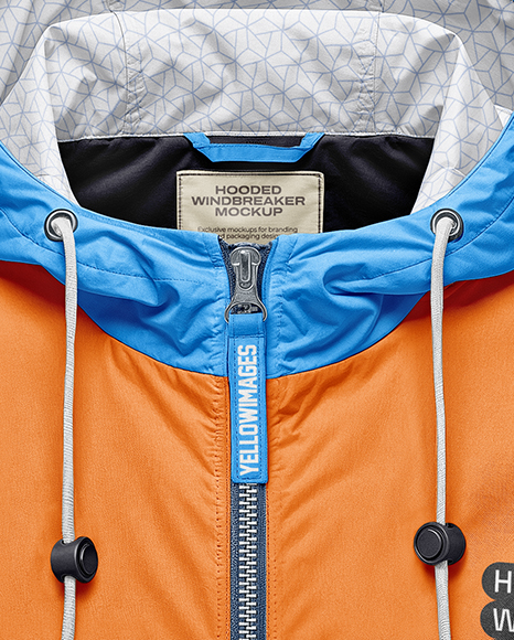 Hooded Windbreaker Jacket Mockup - Front View