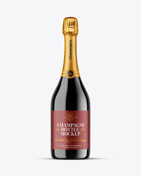 Dark Glass Champagne Bottle Mockup