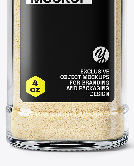 Square Glass Jar with Garlic Powder Mockup