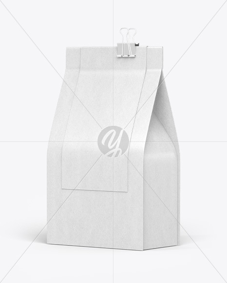 Kraft Coffee Bag with Clip Mockup – Half Side View