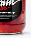 Clear Glass Jar with Strawberry Jam Mockup
