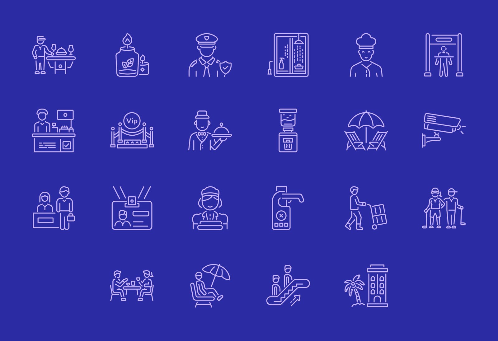 Hotel and Hospitality Icon Set
