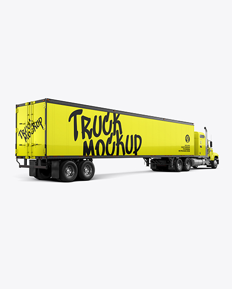 Truck Semi Trailer Mockup - Back Half Side View