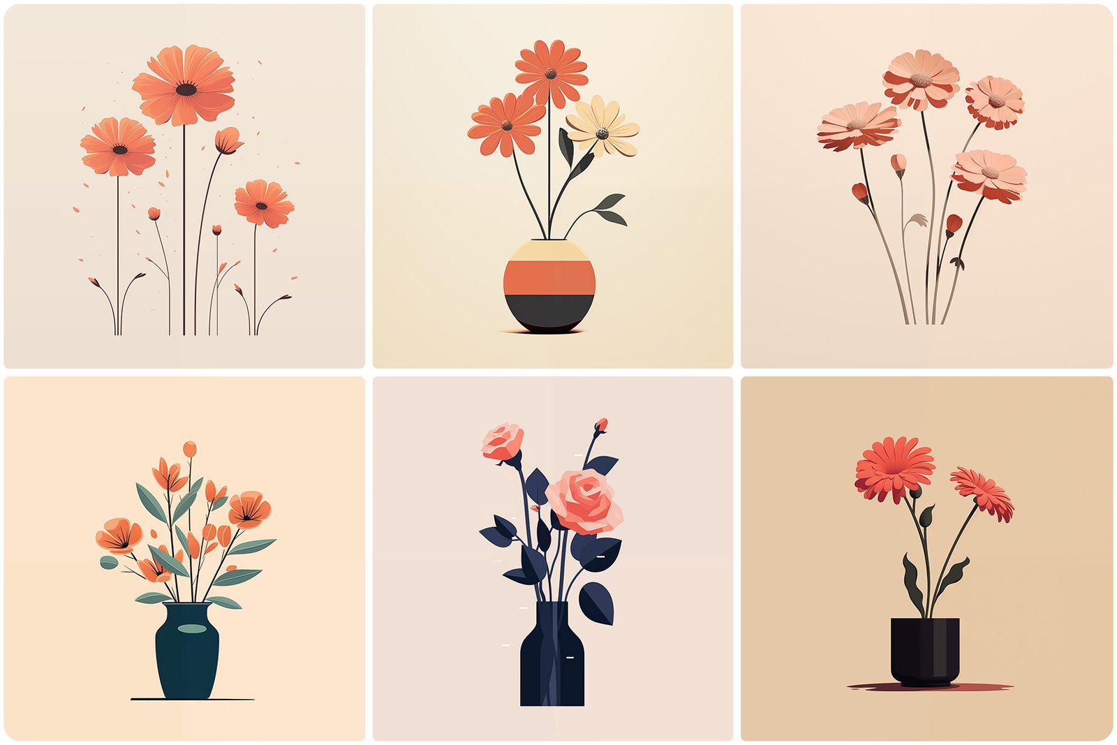 120 Flowers Poster Illustration Backgrounds