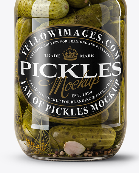 Сlamp Lid Glass Jar with Wholes Pickles Mockup