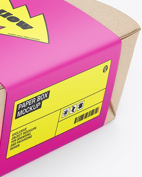 Kraft Paper Food Box in Paper Sleeve Mockup