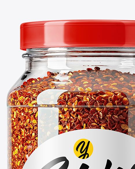 Plastic Spice Jar with Chili Pepper Flakes Mockup