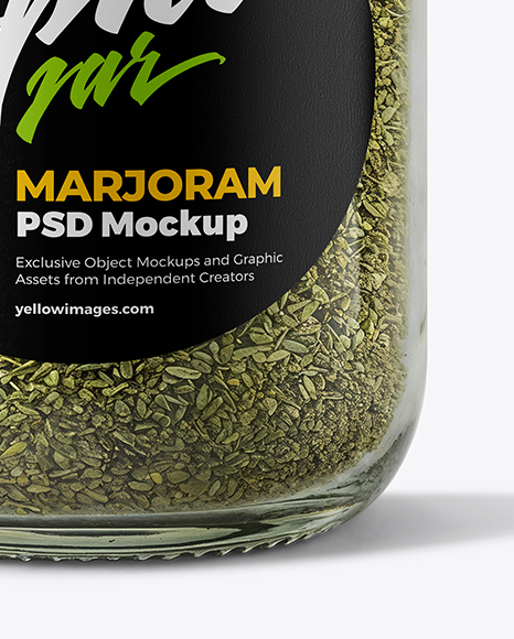 Glass Jar with Marjoram Spice Mockup