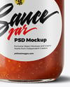 Glass Jar with Marinara Sauce Mockup