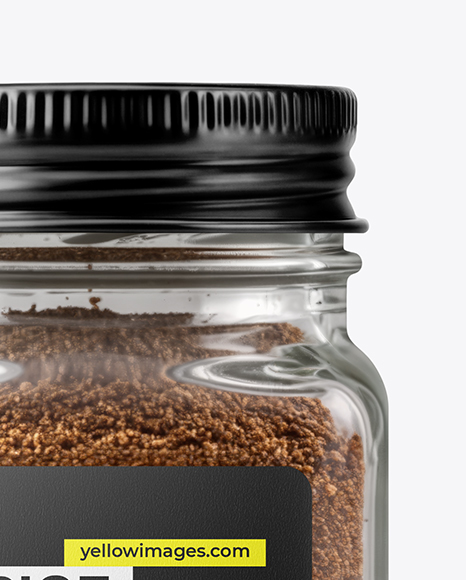 Square Glass Jar with Ground Allspice Mockup