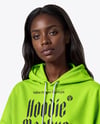 Afro-American Woman Wearing Hoodie and Cycling Shorts Mockup