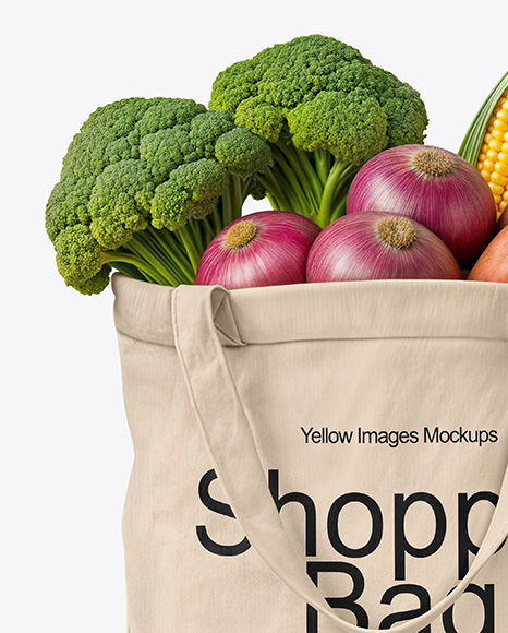 Shopper Bag with Vegetables Mockup