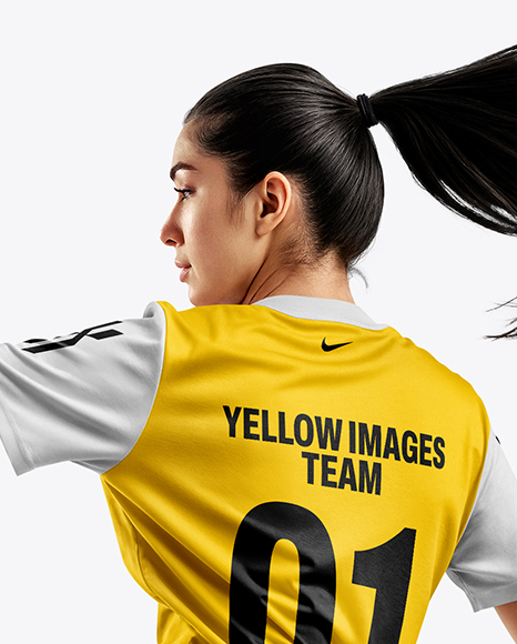 Woman Wearing Soccer Jersey and Shorts Mockup