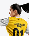 Woman Wearing Soccer Jersey and Shorts Mockup