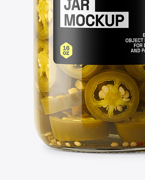 Glass Jar with Pickled Jalapenos Mockup