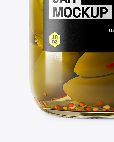 Glass Jar with Pickled Jalapenos Mockup
