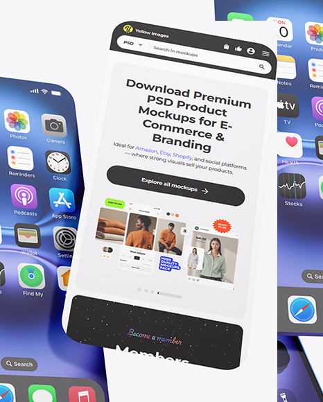 Apple Iphone with Screens Mockup