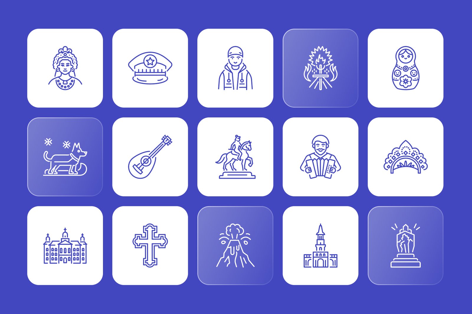 Russian Outline Icons Set