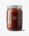 Glass Jar with Chocolate Fudge Sauce Mockup