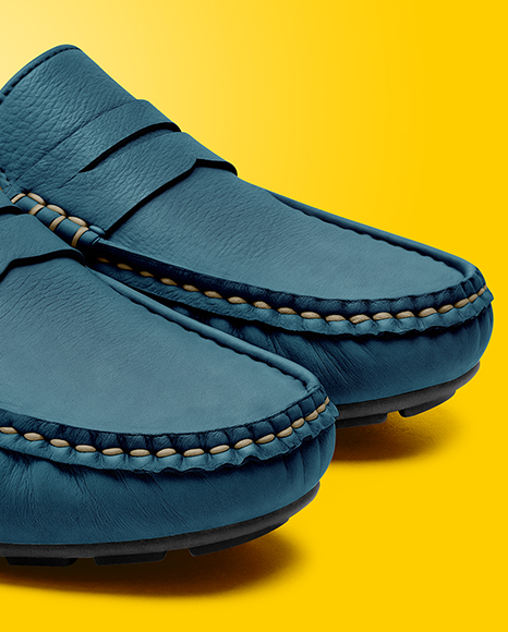 Pair of Women's Leather Moccasins Mockup