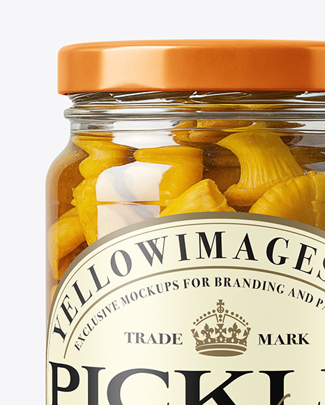 Clear Glass Jar with Chanterelles Mockup