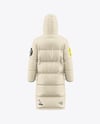 Men's Long Hooded Down Jacket Mockup - Back View