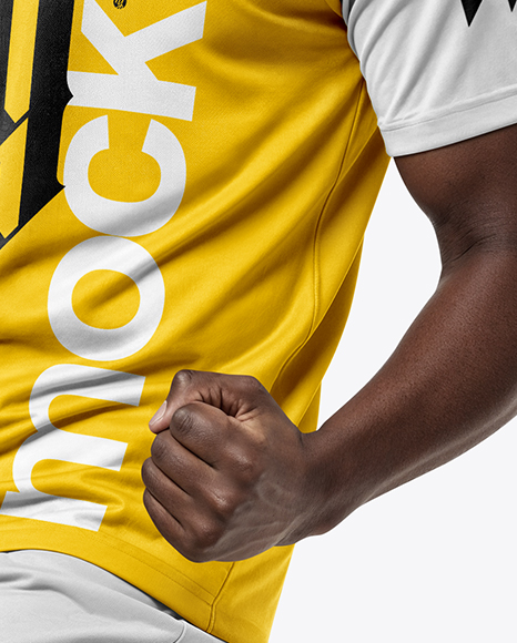 Soccer Player Wearing Raglan Jersey and Shorts Mockup