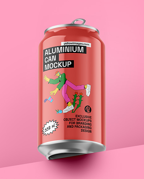 Aluminium Can With Glossy Finish Mockup - Beer can mockup