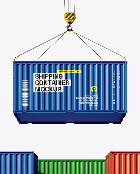 Shipping Container with Slings Mockup - Cargo+Delivery+Transport+Truck+PSD+Mockup+Templates