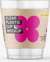 Clear Plastic Dessert Cup with Fork Mockup
