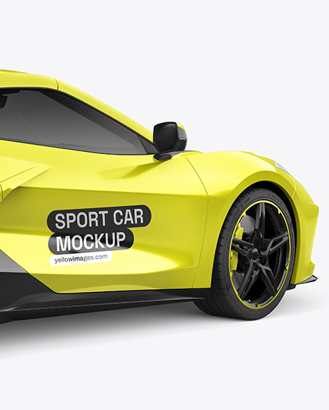 Sport Car Mockup - Back Half Side View