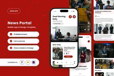 Newsly - News Portal Mobile App Design Template