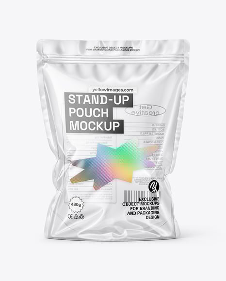 Transparent Clear Plastic Stand-Up Pouch Mockup