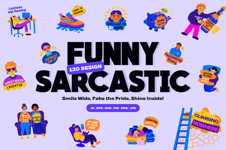 Funny Sarcastic Stickers - Typography letters