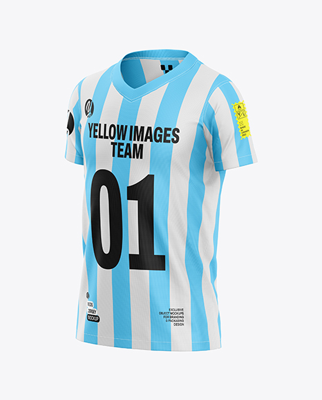 Kids V-Neck Jersey Mockup - Half Side View - Jersey t shirt mockup