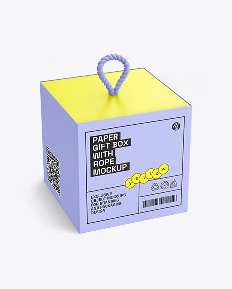 Gift Box With Rope Mockup - White box mockup