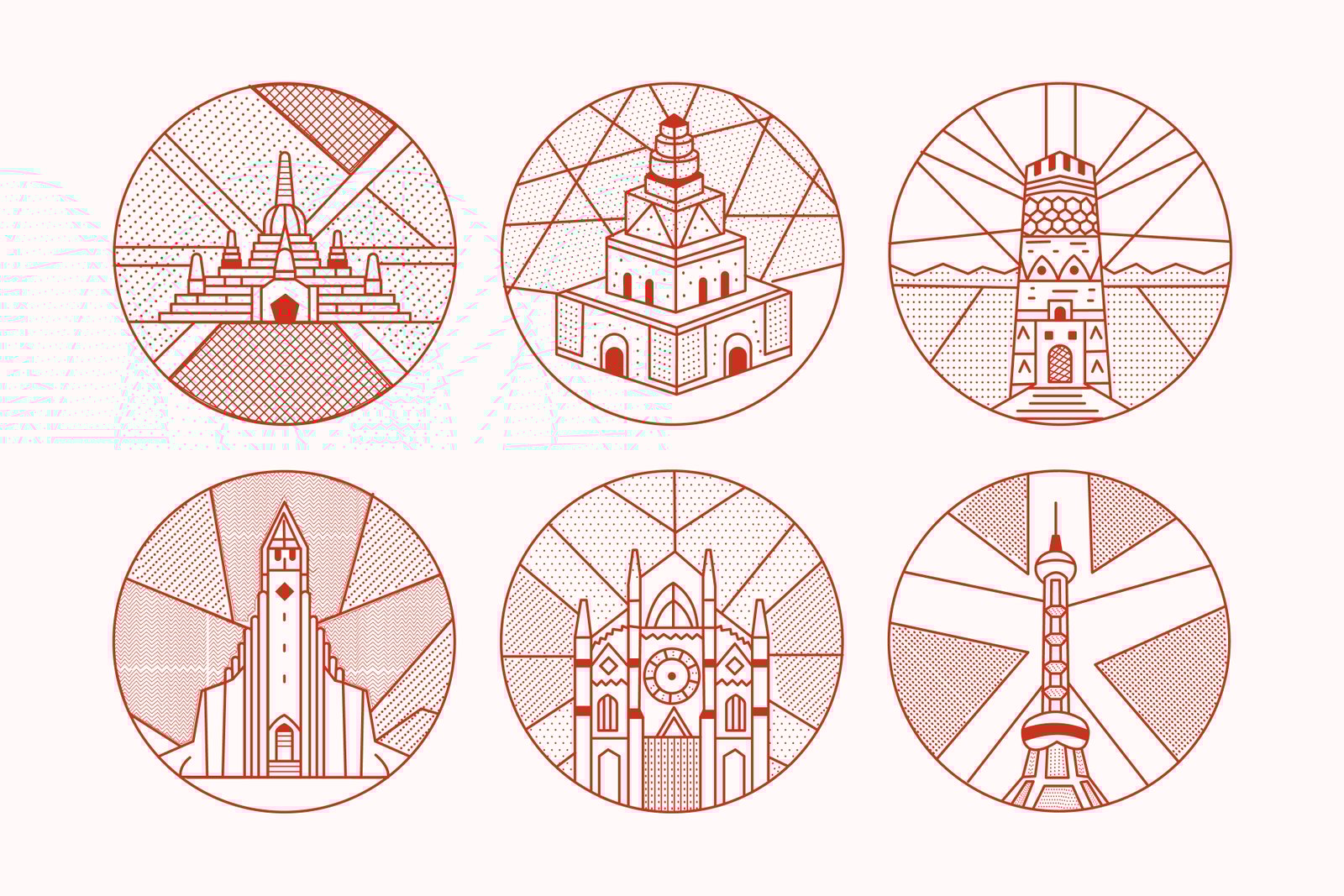 World Landmark Illustration Set