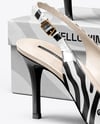 Pair of Glossy Slingbacks on Shoe Box Mockup